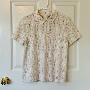 Cream Eyelet Short Sleeve Top